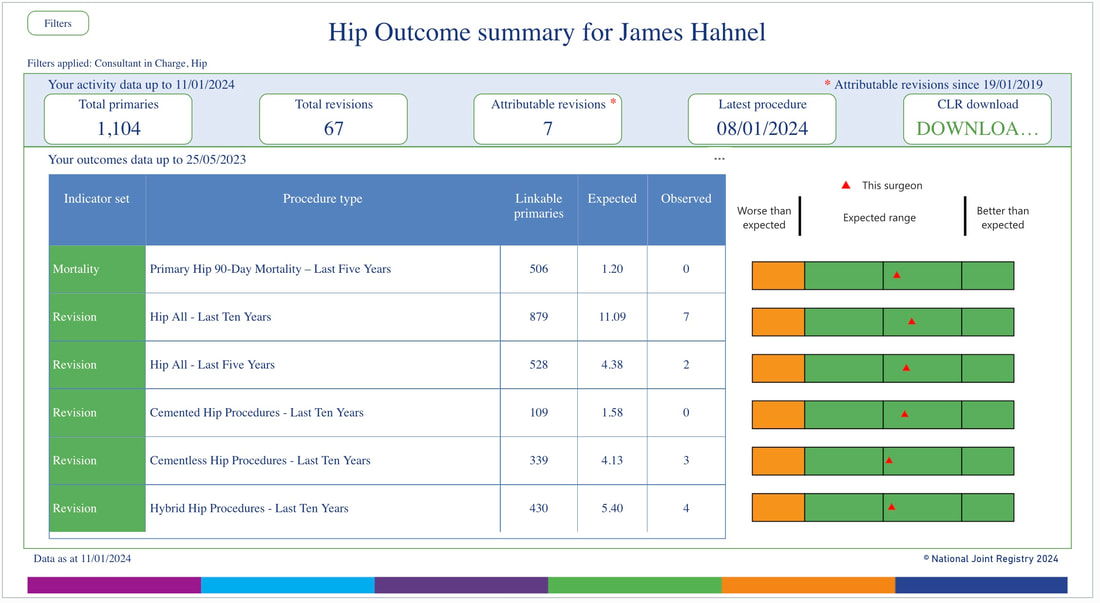 Outcome data hip surgery James Hahnel